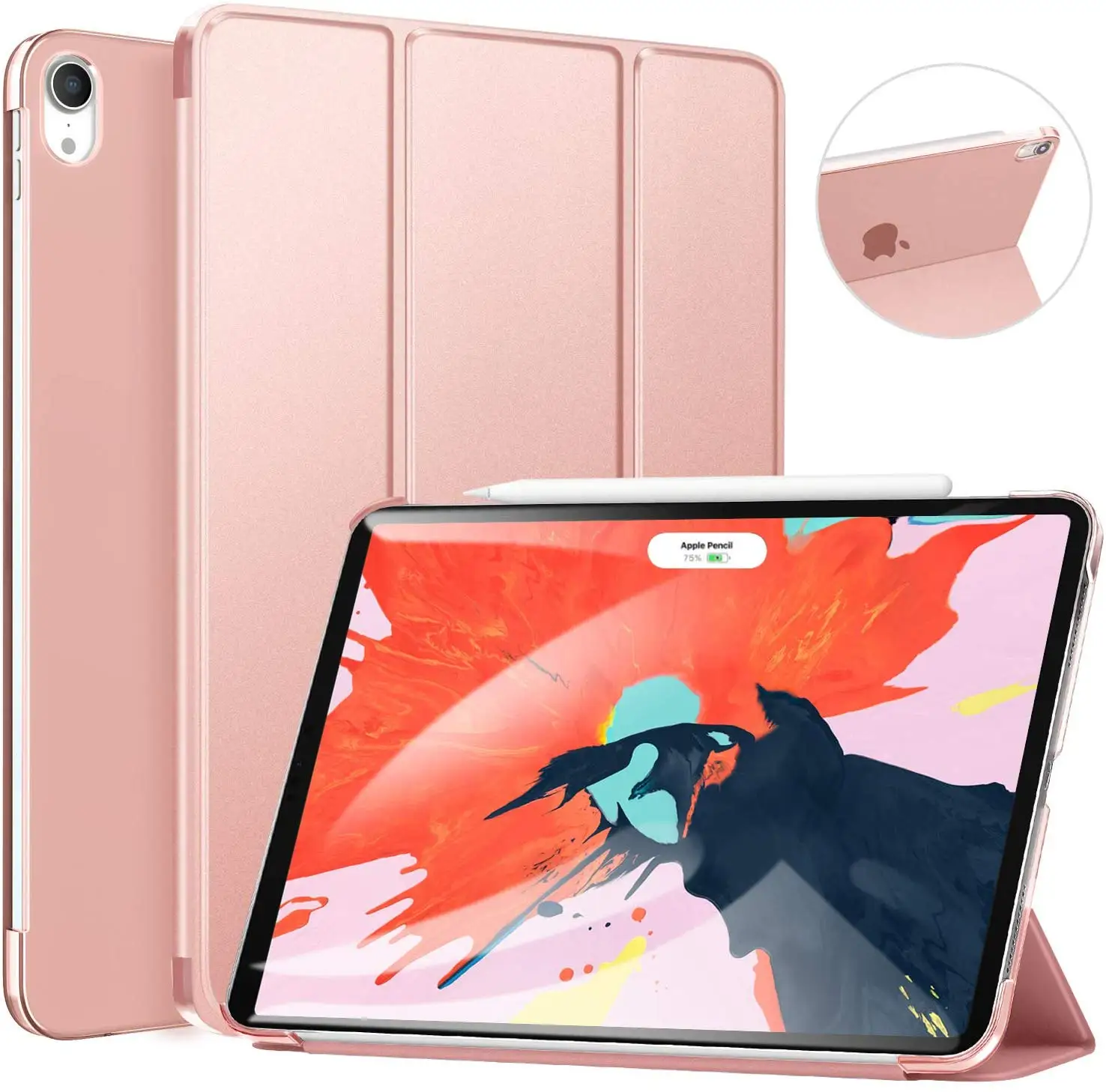 Для iPad Pro 1" чехол, полупрозрачный, с глазурью задняя крышка и боковое отверстие для карандаша магнитный держатель, автоматическое Пробуждение/сон складной кошелек из трех частей - Цвет: rose for iPad 11 inc