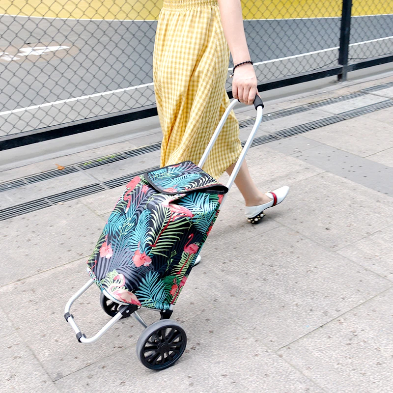  Shopping Cart Small Portable Pull-rod Car Shopping Cart Small Tractor Mini Foldable Tractor Handcar