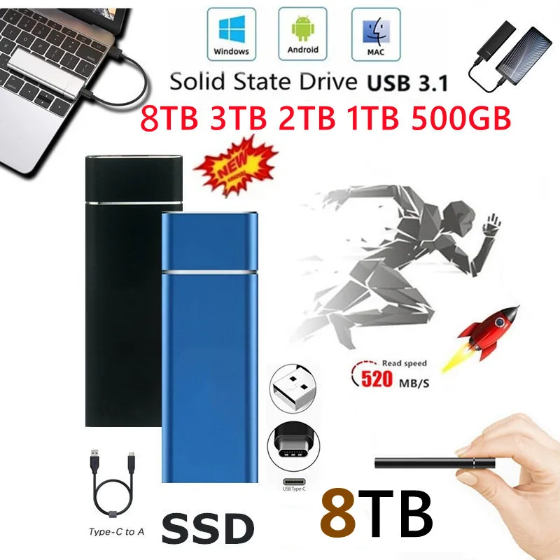 Новый внешний твердотельный накопитель 8 ТБ 4 3 USB 1 |