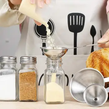 

1pc 3in1 Silver Portable Stainless Steel Mini Metal Accessories Funnel Set Home Kitchen Y6G8