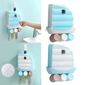 

Multi-functional Storage Rack Wall Mount Automatic Toothpaste Dispenser Cup Holder Towel Box Bathroom Accessories