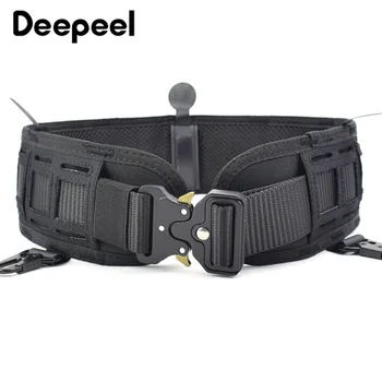 

Deepeel 1pc 7.5*82cm Polyester Laser Cut Molle Tactical Wide Cummerbunds Alloy Buckle Multifunctional Tactical Belt Girdle CB057