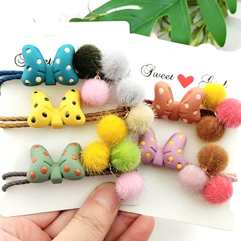 Simples de Multi Bola de lã de Tricô Faixas de Cabelo Lote Faça Você Mesmo Elasticidade Elástico Bowknot Hair Styling Ferramentas Acessórios Ha1219 60 Pçs –