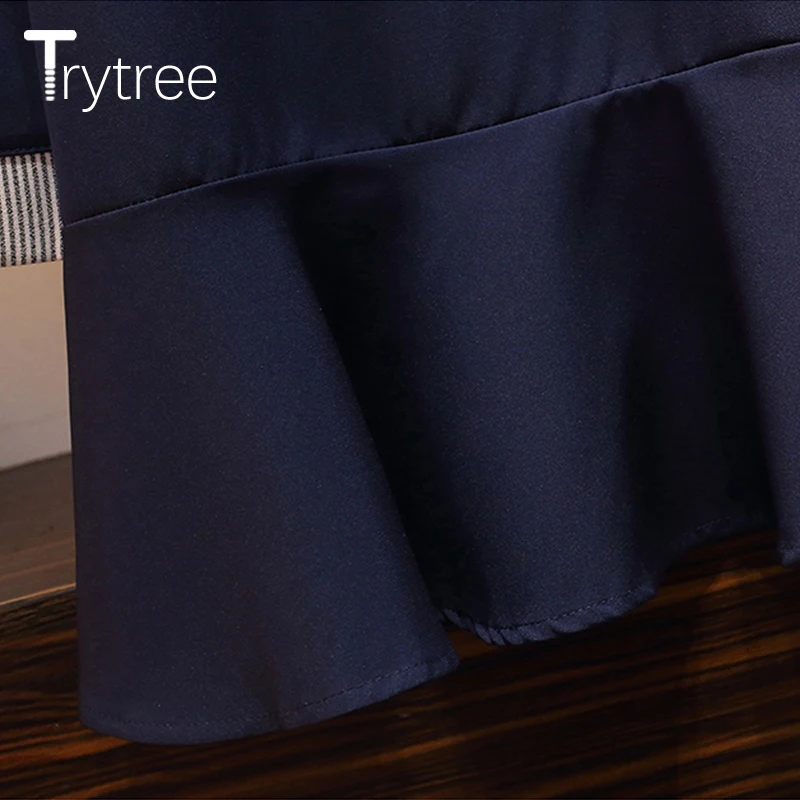 Trytree/осеннее женское платье, полиэстер, повседневное, с бантом, в полоску, в стиле пэчворк, с оборками, подол, платья, Офисная Леди, длина до колена, а-силуэт, свободное платье