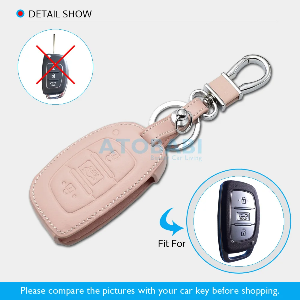 ATOBABI розовый автомобильный чехол для ключей для Hyundai Mistra Sonata 9 Tucson Elantra IX35 из натуральной кожи с дистанционным брелоком чехол для ключей женская сумка для ключей
