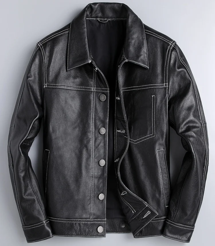 

Free shipping.New style men 100% cowhide Jackets,men's genuine Leather jacket.casual pockets business coat,plus size,handsome
