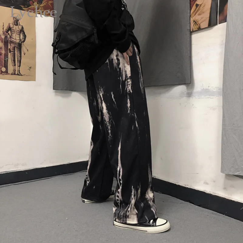 Lychee Harajuku яркое женское нижнее брюки прямые ноги свободные осенние женские брюки эластичный пояс широкие брюки женские брюки - Цвет: Champagne