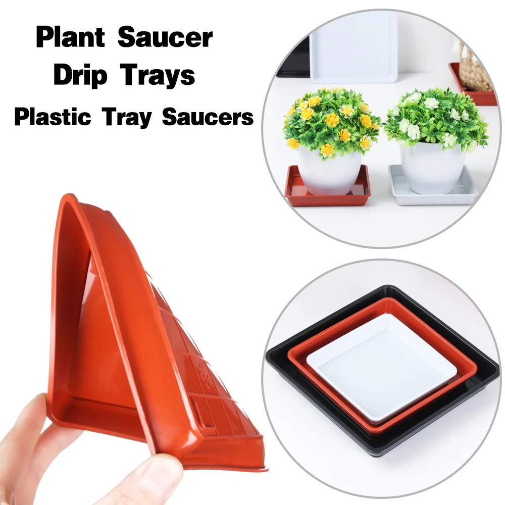 Yardwe 10 PCS Square Plastic Plant Saucer Tray Plant Pot Saucer Flower