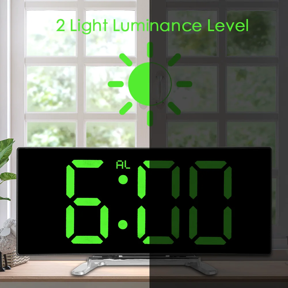 HILIFE Digital Table Clock Electronic 7 Inch Number Desktop Alarm Clocks For Kids Bedroom LED Screen Curved Dimmable Mirror 2 HILIFE Digital Table Clock Electronic 7 Inch Number Desktop Alarm Clocks For Kids Bedroom LED Screen Curved Dimmable Mirror 2
