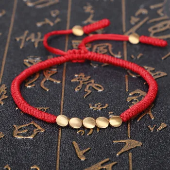 

Amazon New Style Ornament Hand-woven Dorje Knot Bracelets Tibetan Creative Special Shape Copper Beads Red Hand Strap