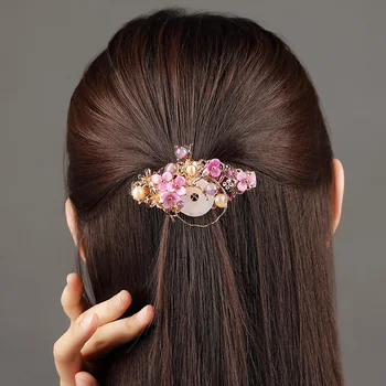 

Fashion Ethnic Women Crystal Flower Hair Claws Women Hair Jewelry Rhinestone Crabs Clips Hairpins Hair Accessories For Lady