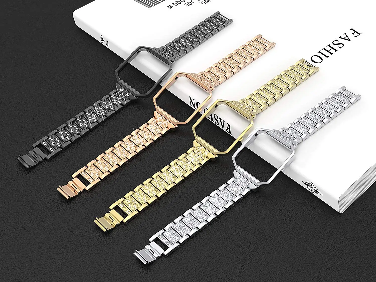 OULUCCI ремешки из нержавеющей стали с рамкой совместимы с Fitbit Blaze Rhinestone Bling запасные аксессуары, ремни для женщин