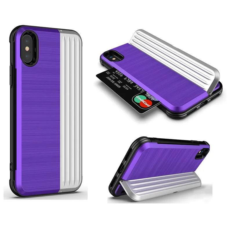

Pretty Heavy duty Credit card holder cell phone case for iphone 7 plus case shock proof for iPhone XR XS MAX 8 7 6 6s plus