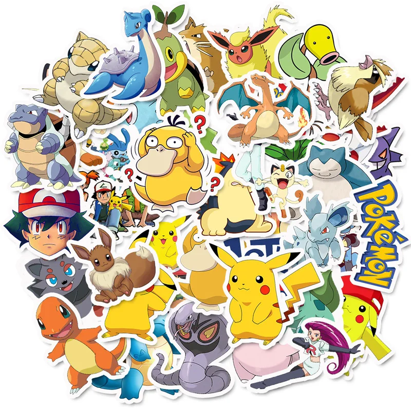 

25/50Pcs Anime Pokemons Stickers For Luggage Skateboard Phone Laptop Moto Bicycle Wall Guitar Sticker DIY Waterproof Sticker