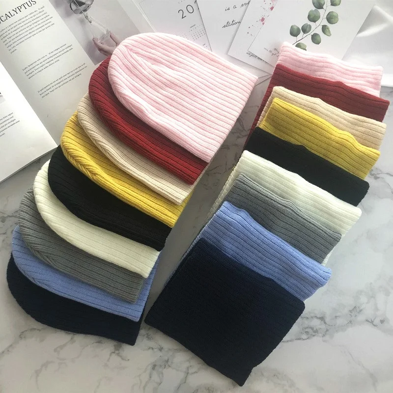 Winter Kids Boy Girl Solid Color Knitted Cap And Scarf Set Crochet Baby Beanie Hat Children's Accessories Bonnet