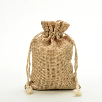 

1pcs Mini Rustic Burlap Pouch Sack Drawstring Tie Bag Wedding Party Favor 10 X 14.5 cm