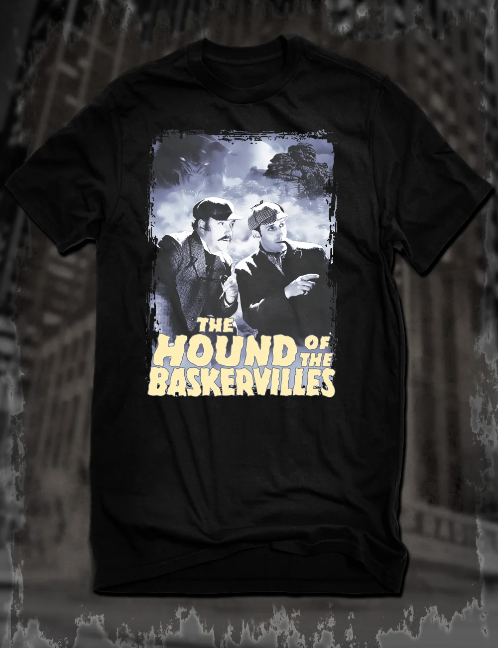 Новая Черная футболка Шерлок Холмс Basil Rathbone Винтажная Футболка Hound Baskervilles