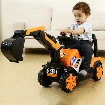 

Children's Electric Car Construction Vehicle Boy Toy Car Can Sit On People Can Ride Oversized Hook Excavator