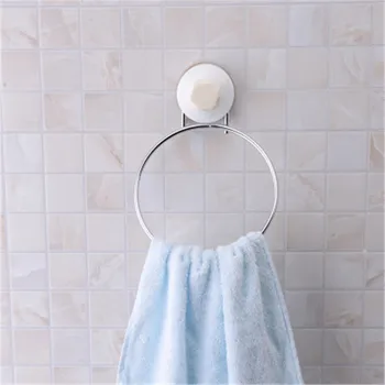 

Stainless Steel Towel Bar Rack Round Bathroom Kitchen Wall-mounted Towel Polished Rack Holder Suction Cup Bathroom Organizer
