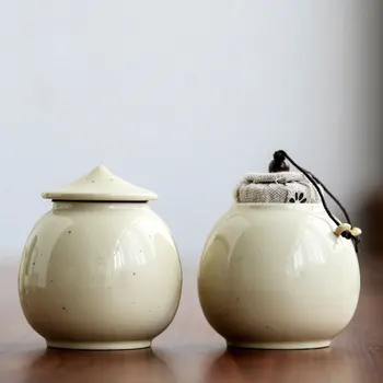 

Tea Trumpet Seal Chu Cha Cang Hu Shi Bean Yellow Glaze Save Cha Guan Tea Box Ceramic Jar Tea Bucket Tea Storage Box Tea Jars