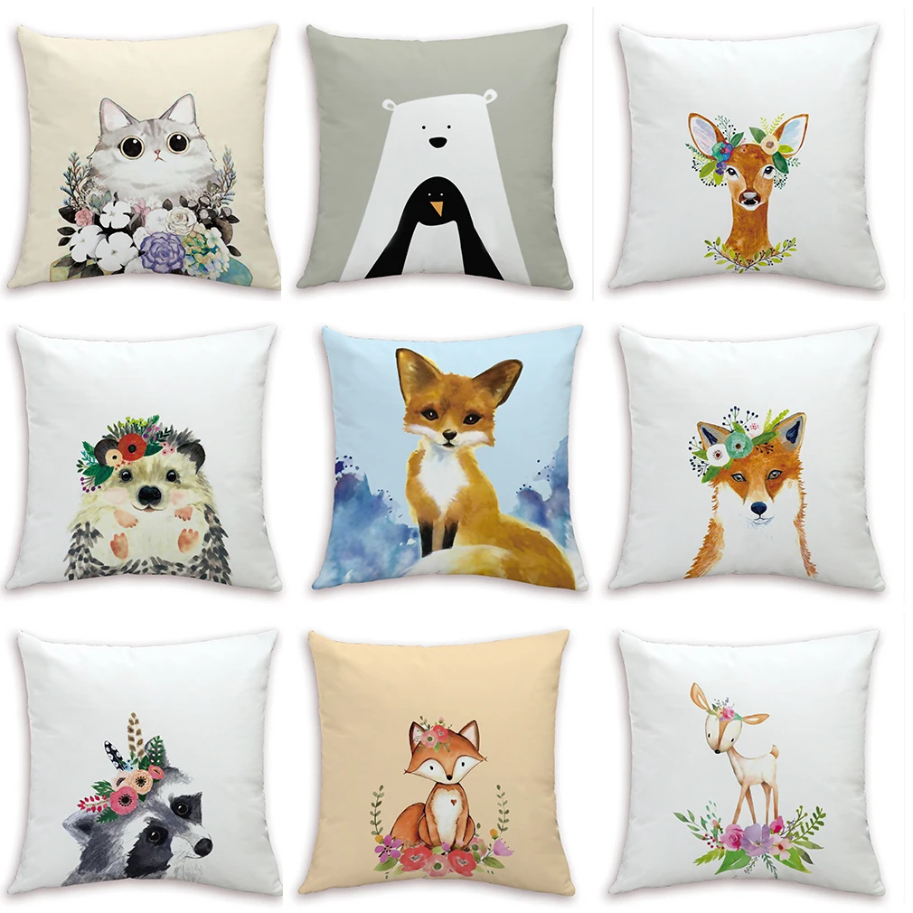 

Creative Cute Pet Decorative Pillow Cover Linen Home Decoration Christmas Throw Pillow Cover Cotton Linen Sofa Cushion Cover