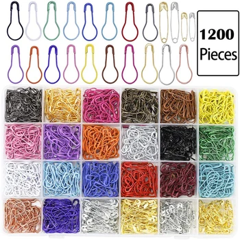 

LMDZ 1200Pcs 22 Colors Metal Safety Pins,Bulb Gourd Pins Pear Shaped Pins for Knitting Stitch Markers, Sewing Clothing DIY Craft