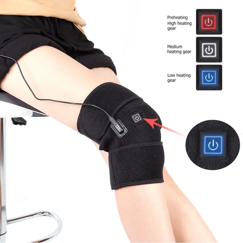 USBHeatedWarmKneePadThermalTherapyArthritisPainReliefSupport