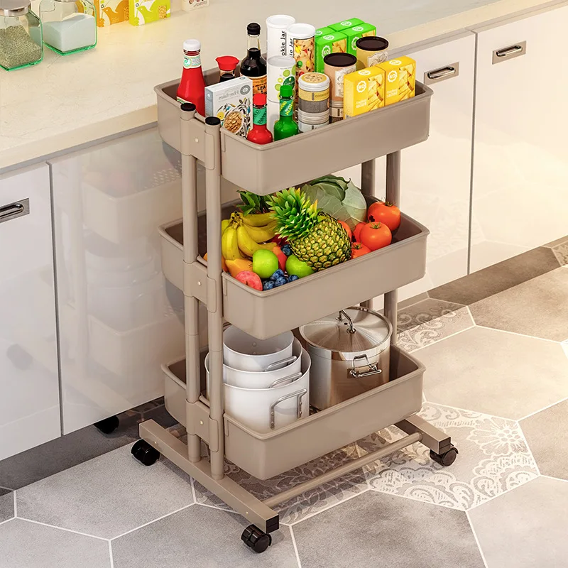 Kitchen Furniture Islands Trolleys Rolling Storage Cart Plastic Basket Can Move Organizer Shelf VTEZ | Мебель