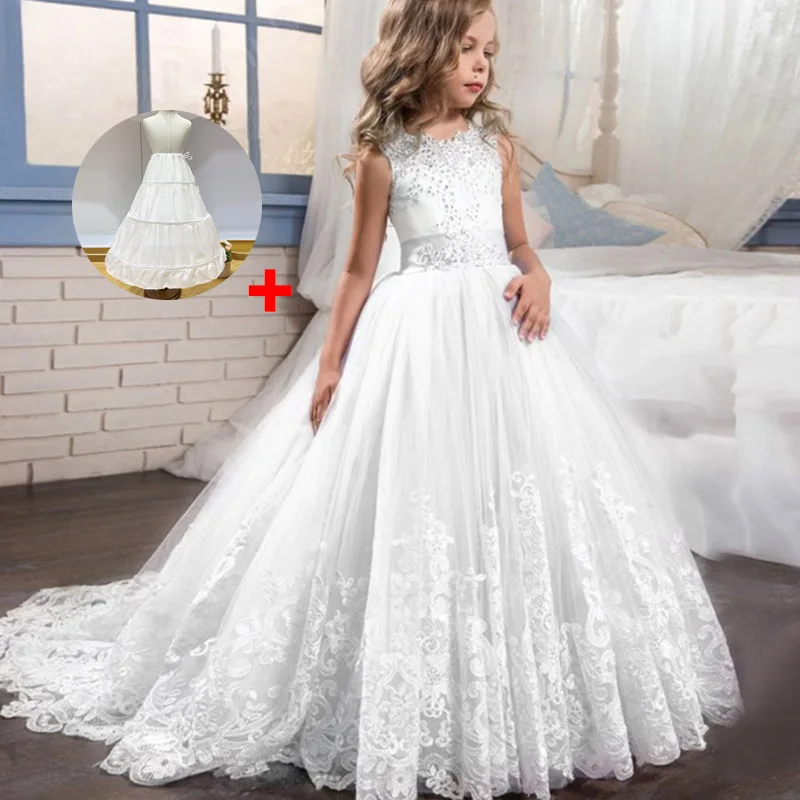 Г. Летнее платье для девочек длинное бальное платье, вечернее платье Детские платья детское платье принцессы на выпускной, свадьбу для девочек от 10 до 12 лет - Цвет: white