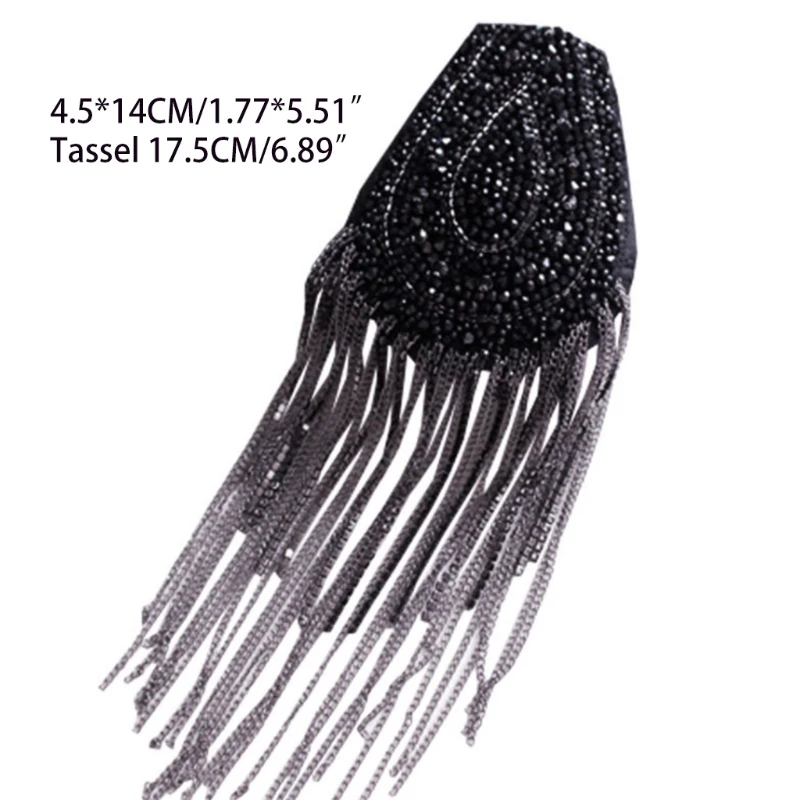 Stage Costume Epaulet Shoulder Jewelry Chain Tassel Chain Black