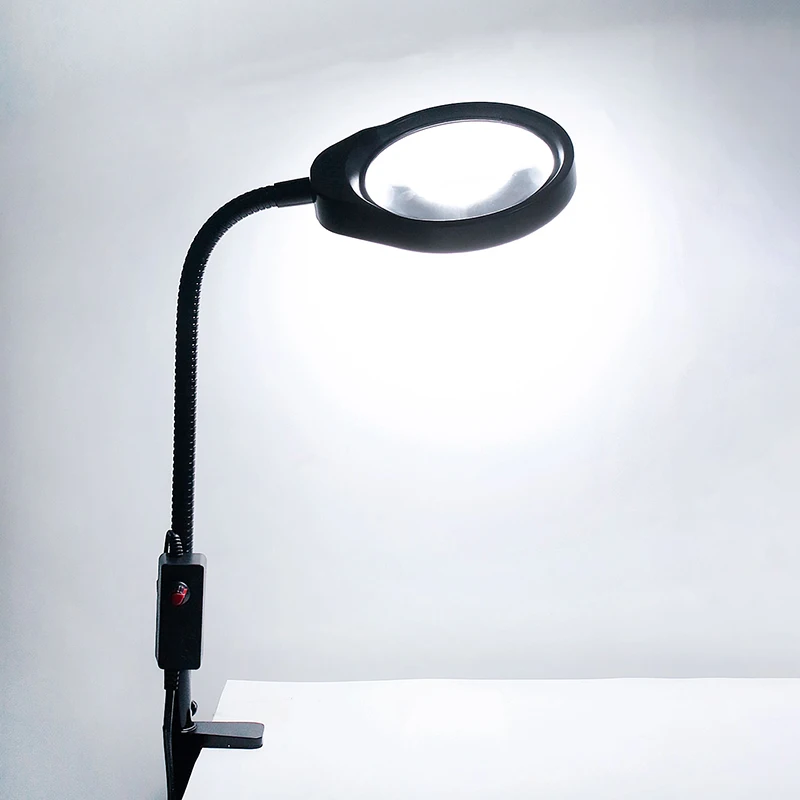 Illuminated Magnifier Bendable Magnifying Glass With LED Light Table Magnifier Lamp Multi-use Clip-on Desk Microscope 3X-10X