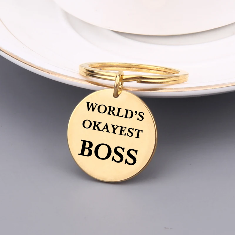 Брелок для ключей Boss Gift с гравировкой в мире, Лучший держатель для ключей Boss в мире, подарок для лучшего босса, простая модная сумка, Шарм