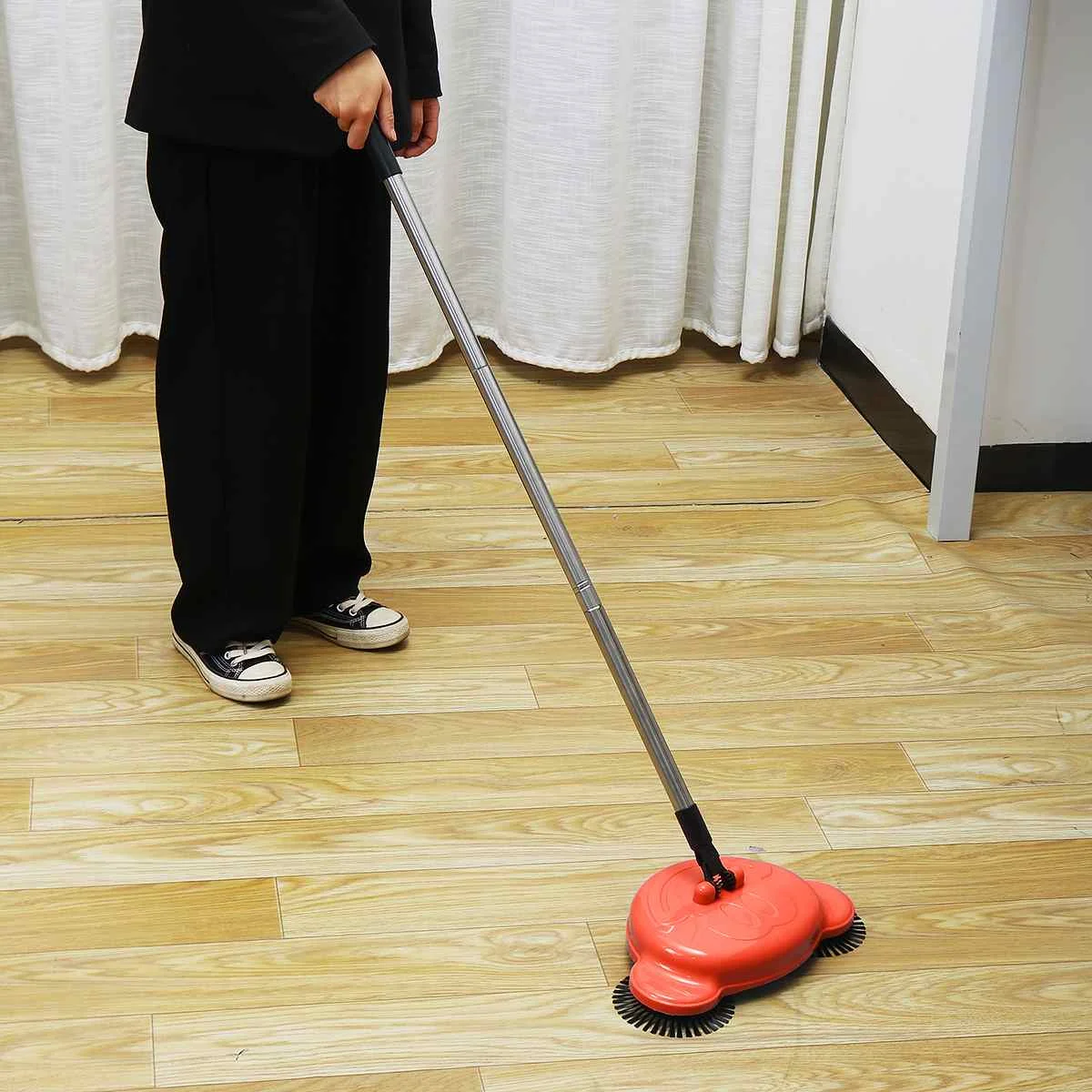 Stainless Steel Hand Sweeper Push Type Sweeping Machine Without Electricity Dry Wet Use Lazy Household Vacuum Cleaner