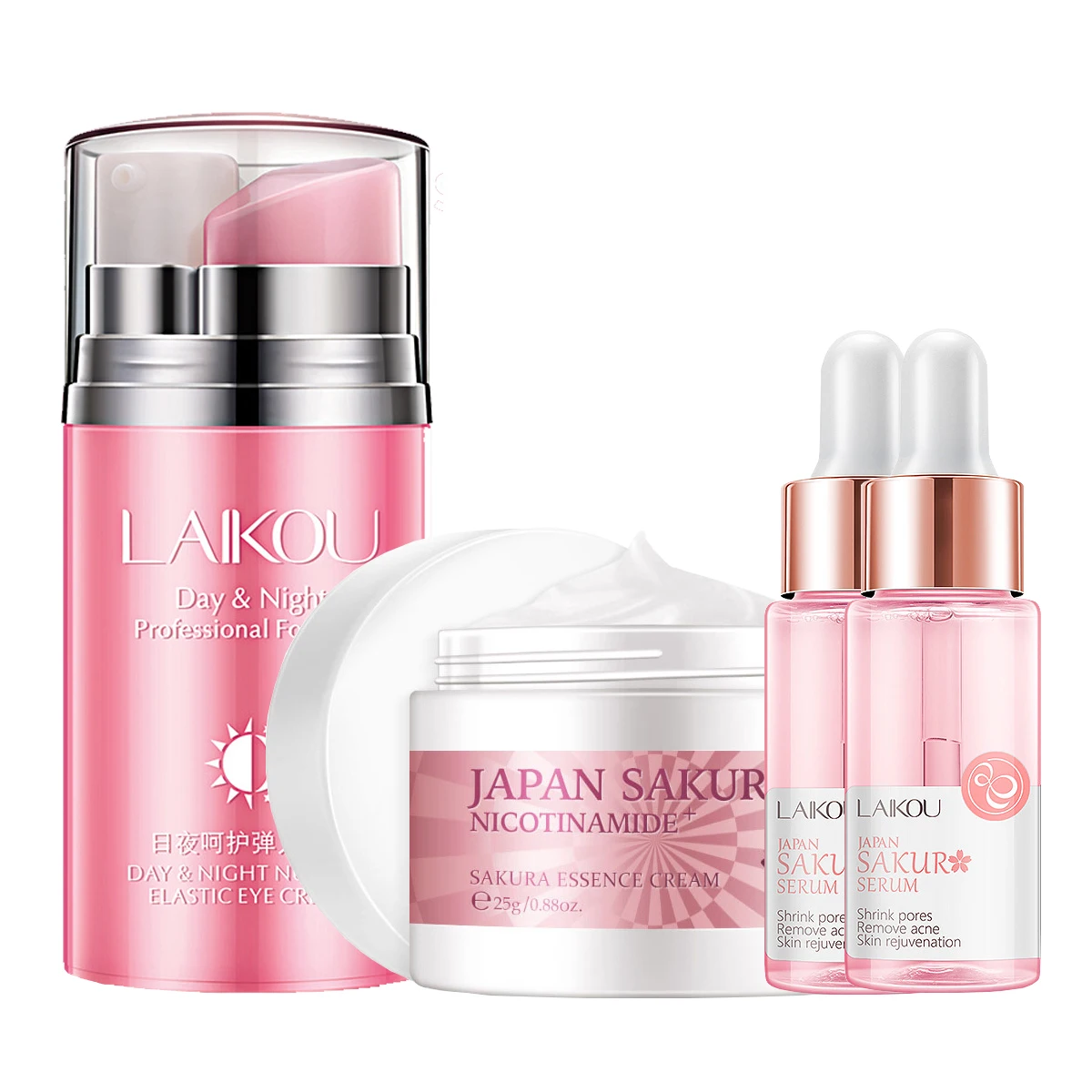 Total Eye Cream Cherry Blossom Facial Serum Face Set Anti Aging Elastin&ampHyaluronic Acid Day&ampNight 2IN1 eyecream Skin Care |