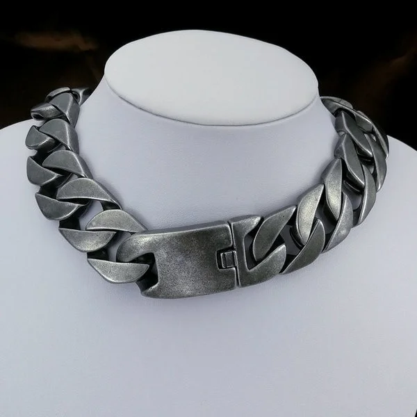 Top quality 316L stainless steel Retro curb 24mm solid heavy long chain necklace jewelry N414