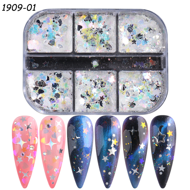 Snowflake Flake Nail Art Glitter Holographic Laser Reflective Sequins Pink White DIY Winter Decor Slice Manicure LE1909-27