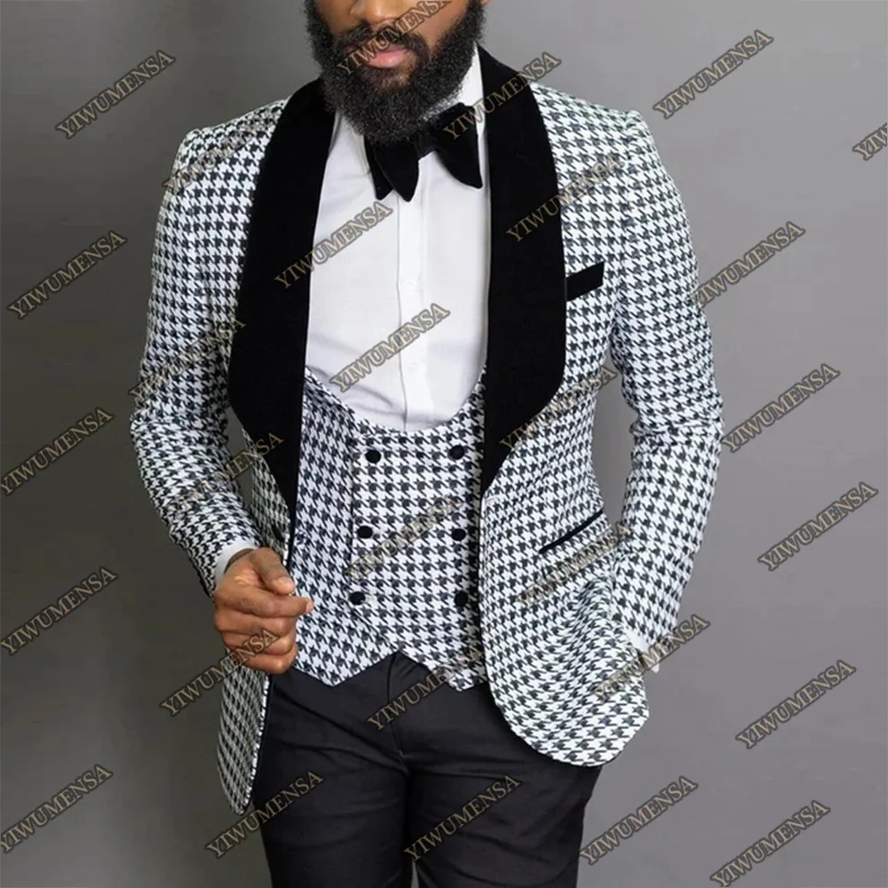 Formal Striped Men Wedding Tuxedos 3 Pieces Peaked Lapel Groom Suits Party Prom Jacket Blazer Clothes Business Wear Coat 2022 casual blazer Suits & Blazer