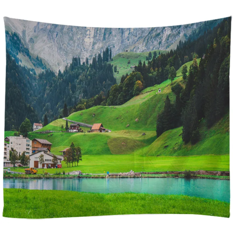 

Natural Landscape Painting Tapestry Wall Hanging Cloth Bed Spread Beach Towel Table Cloth Yoga Mat House Living Room Decoration