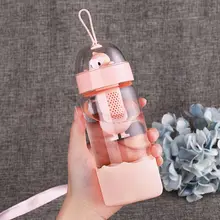 Милая стеклянная бутылка для девочек, креативный мультяшный фильтр, студенческий чай, детские бутылки для молока, бутылки для воды для путешествий, модные подарки