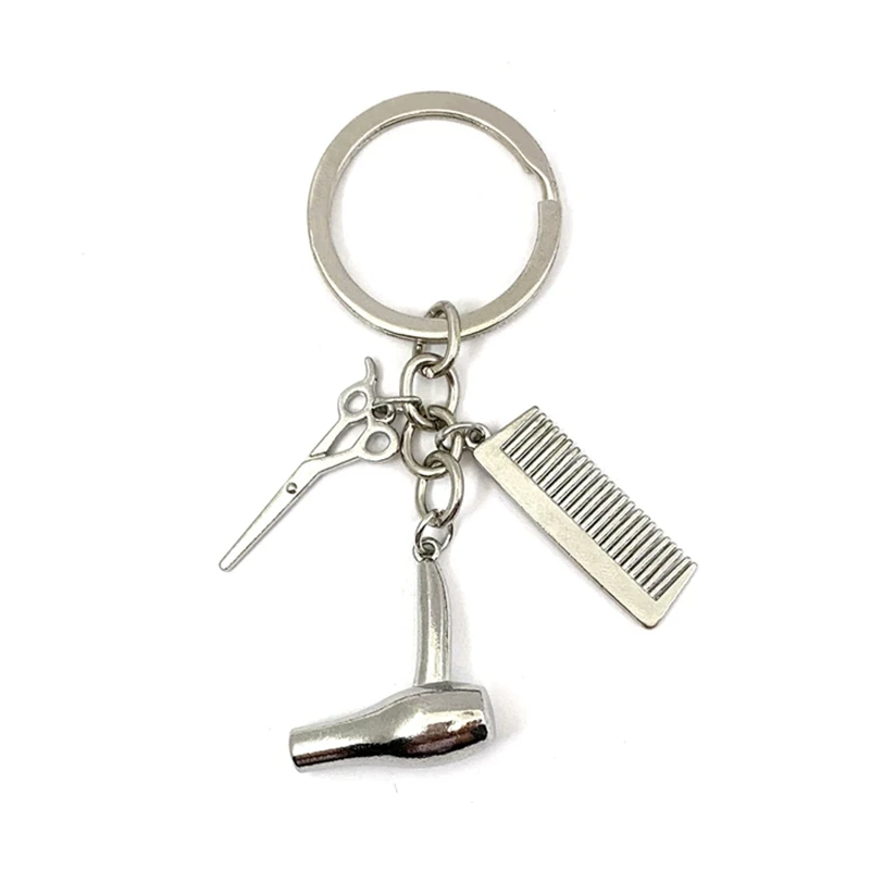 Hairbrush Comb Scissors Hairdresser Keychains Hairdresser Scissors