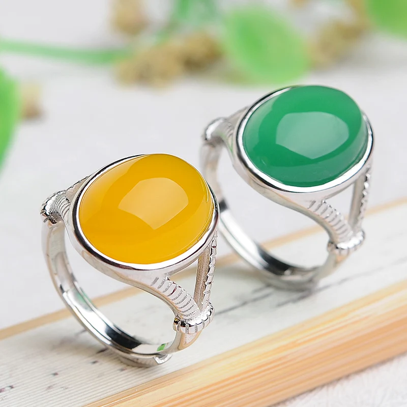 

925 silver-encrusted jade ring Elegant women's jade ring jade ring with certificate
