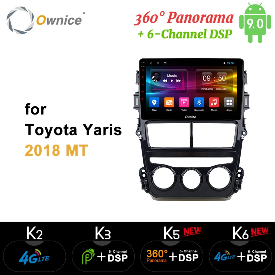 Ownice K1 K2 K3 K4 K5 K6 android 9,0 автомобильный dvd-плеер для Toyota Yaris MT AT авто радио gps аудио Carplay Автомобильный мультимедийный