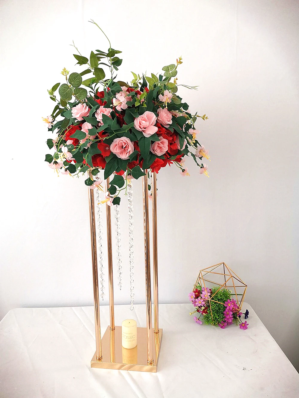 Flowers Vase Plant Floor Column Stand Metal Road Lead Home Wedding Party Decor 