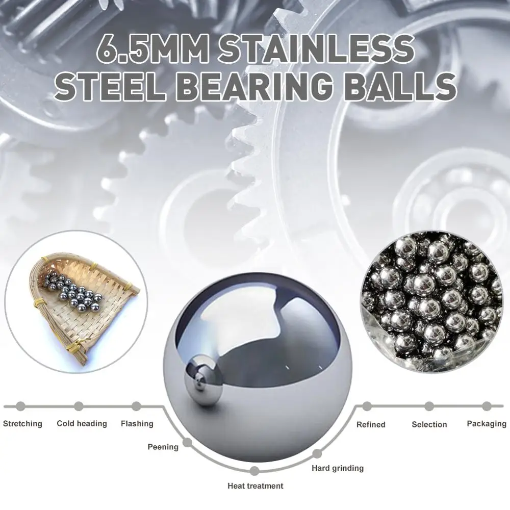 Bolas de rodamiento de acero inoxidable multiusos, 6,5mm (0,26 ), para piezas de bicicleta y motocicleta