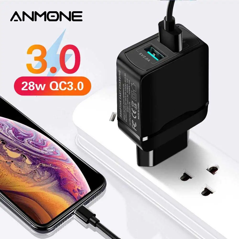 ANMONE 28W Portable Dual USB Charger Quick Charge 3.0 QC3.0 2 Port Travel Wall Mobile Phone Fast Charging For Android | Мобильные
