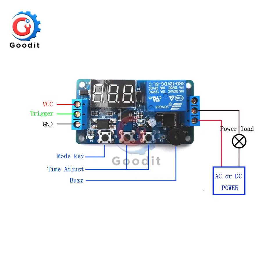 DC 12V Delay Timer Relay LED Digital Display Programmable Readout Multi-function Delay Timer Relay Module with Buzzer for Car image 3