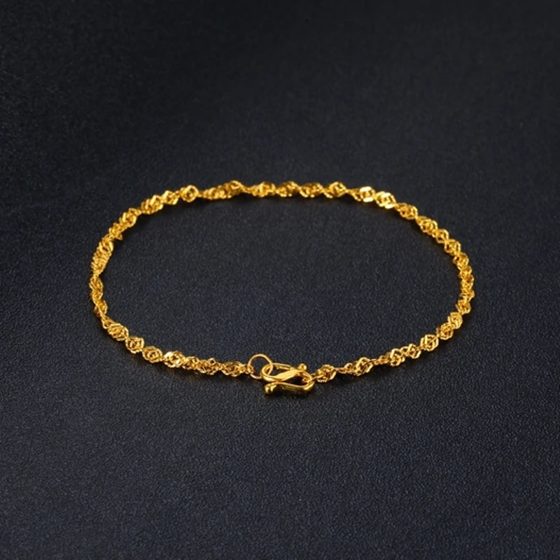 Solid 24k Yellow Gold Bracelet Women 