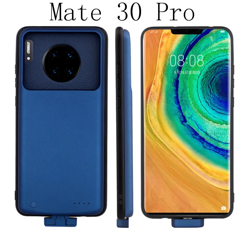 Mate 30 5000 мАч чехол с зажимом на заднюю панель для huawei mate 30 Pro противоударный расширенный внешний аккумулятор чехол тонкий чехол для зарядного устройства 4 5G - Цвет: Mate 30 Pro-Blue