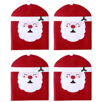 

4PCS Santa Claus Chair Covers Christmas Chair Covers Christmas Decoration Dining Room Chair Protector 50x60 CM