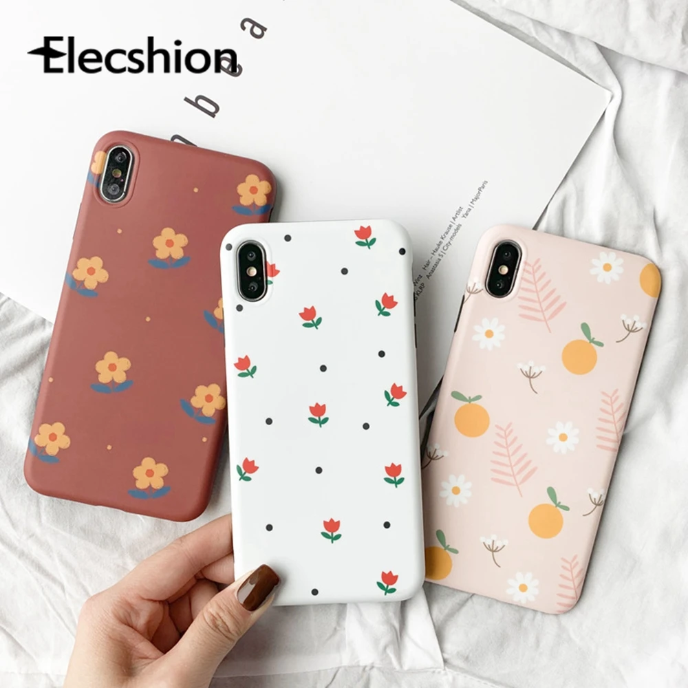 Милый мультяшный цветок чехол для iPhone 7 8 Мягкий ТПУ телефона XR XS Max ультра-тонкий